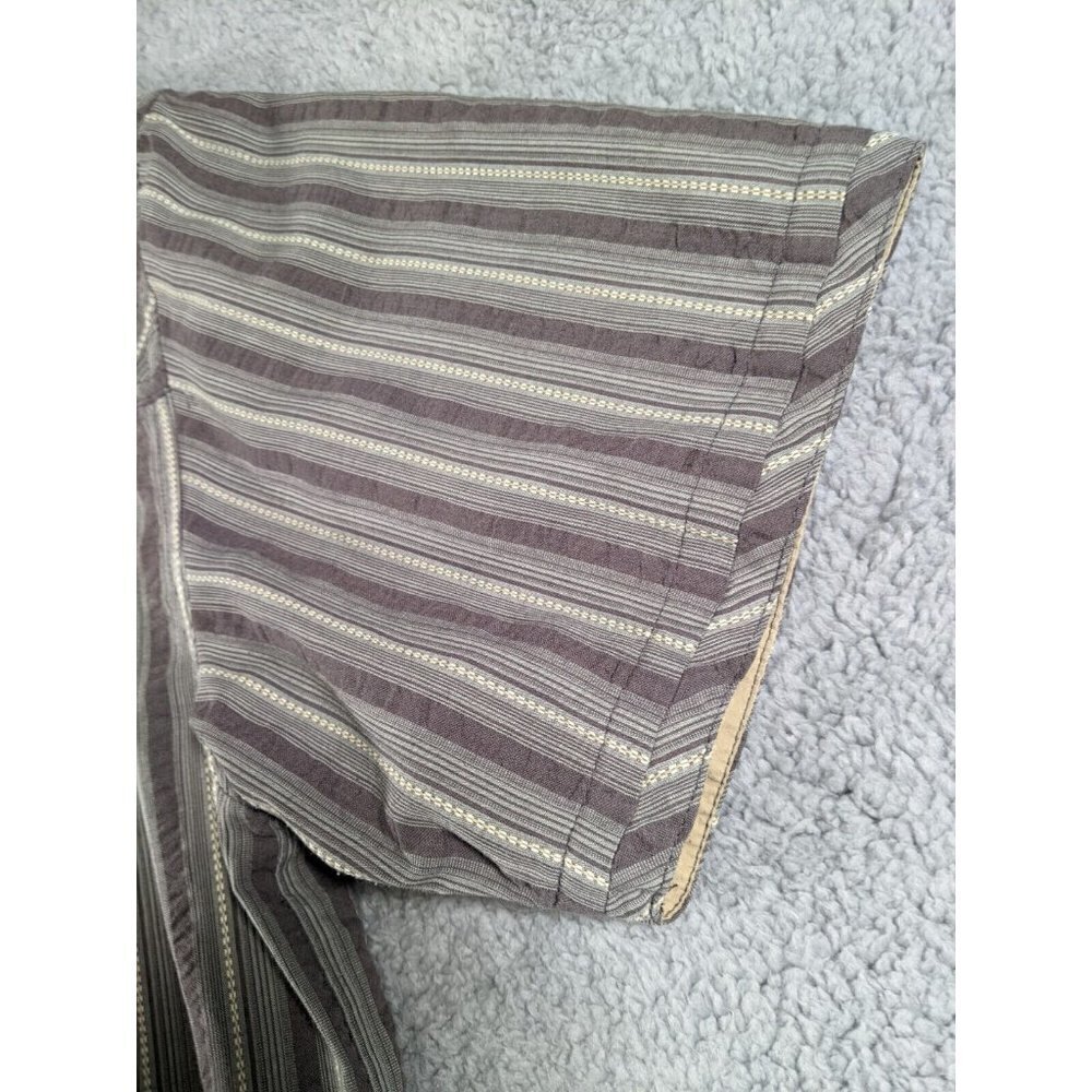 REI Button Shirt Mens Large Cotton Poly Green Gray Stripe Short Sleeve - Picture 7 of 11